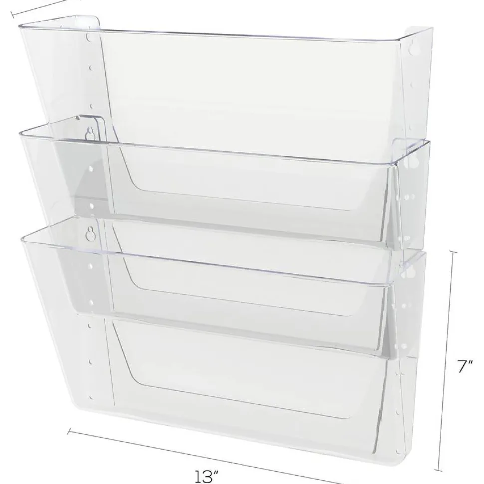 Deflecto Stackable Wall Pocket File, 3 Pack, Clear