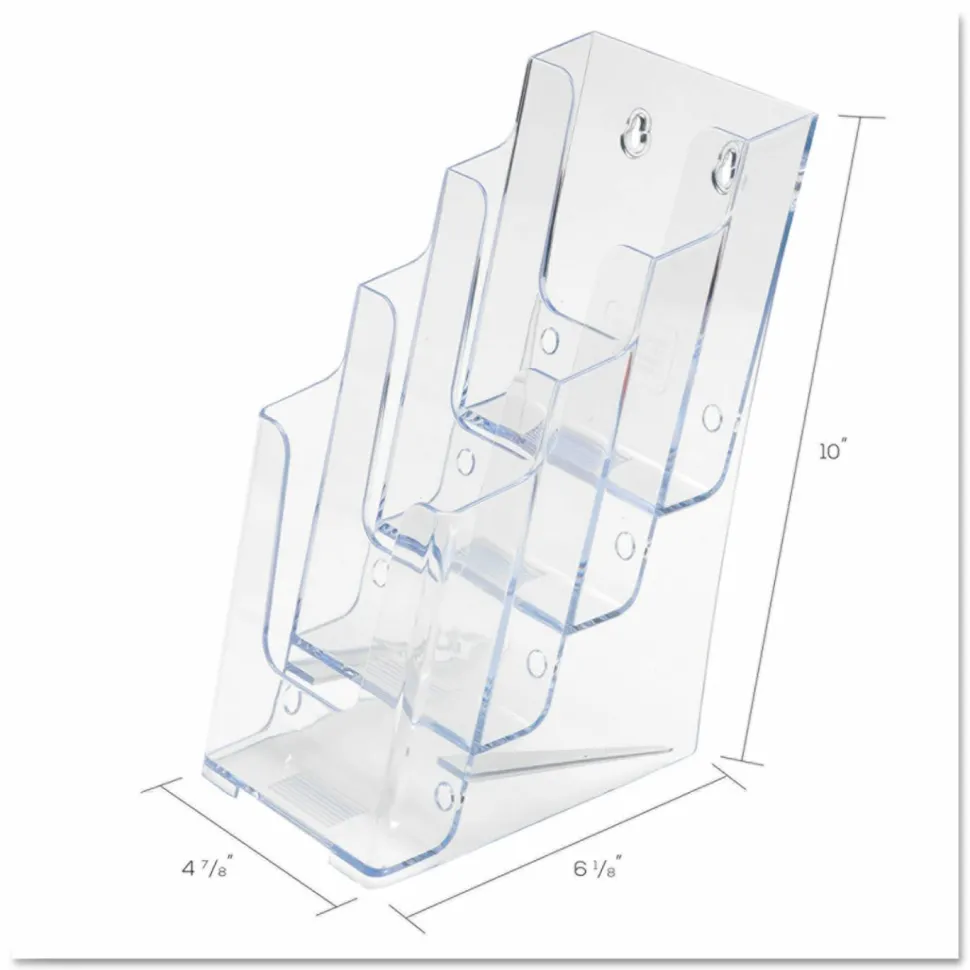 Deflecto Stand-Tall Countertop Leaflet Size Literature Display, 10"H x 47/8"W x 6 1/8"D, Clear