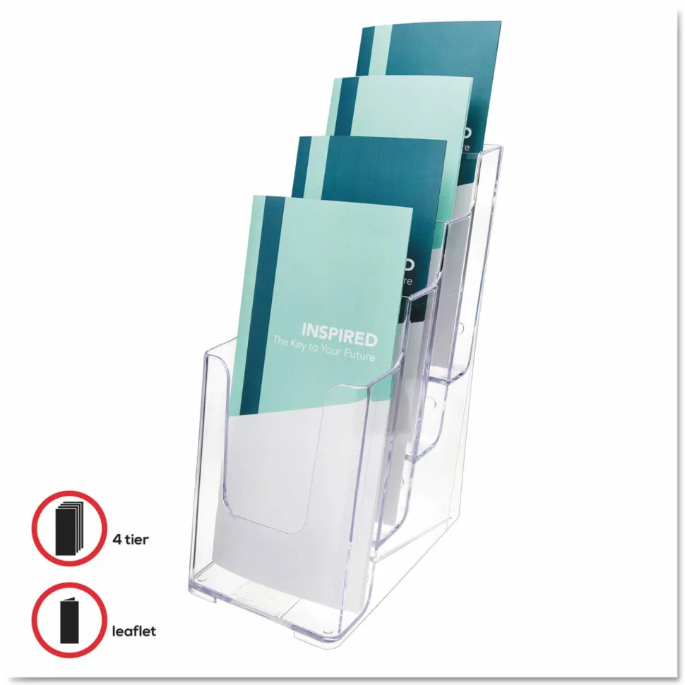 Deflecto Stand-Tall Countertop Leaflet Size Literature Display, 10"H x 47/8"W x 6 1/8"D, Clear