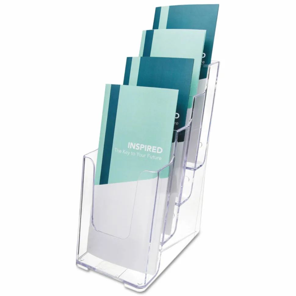 Deflecto Stand-Tall Countertop Leaflet Size Literature Display, 10"H x 47/8"W x 6 1/8"D, Clear
