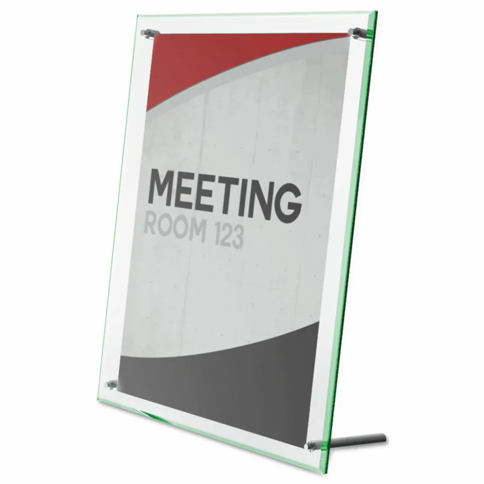 Deflecto Superior Image Beveled Edge Sign Holder, 12 5/8"H x 10 1/6"W x 3 3/8"D, Clear