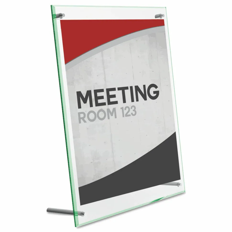 Deflecto Superior Image Beveled Edge Sign Holder, 12 5/8"H x 10 1/6"W x 3 3/8"D, Clear