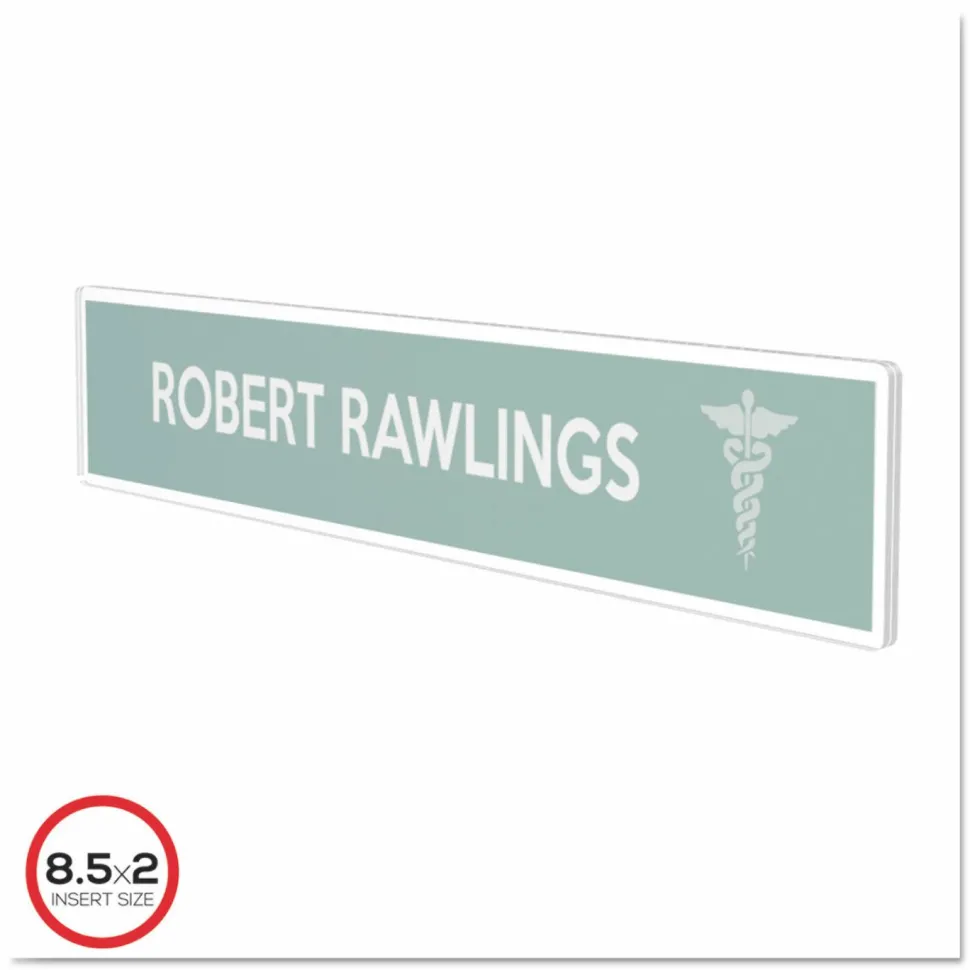 deflecto Superior Image Cubicle Nameplate Sign Holder, 8.5 x 2 Insert, Clear