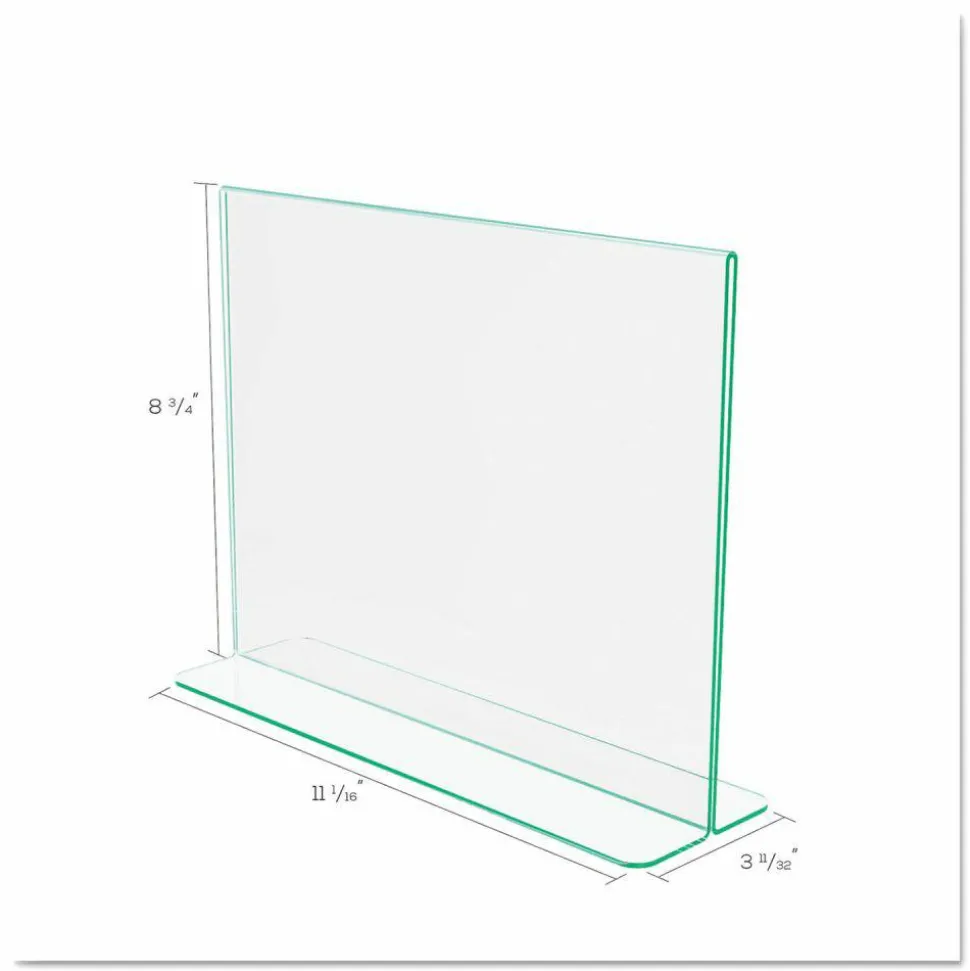 deflecto Superior Image Green Edge Sign Holder, 11"W x 8.5"H, Side-loading, Bottom Loading, Clear
