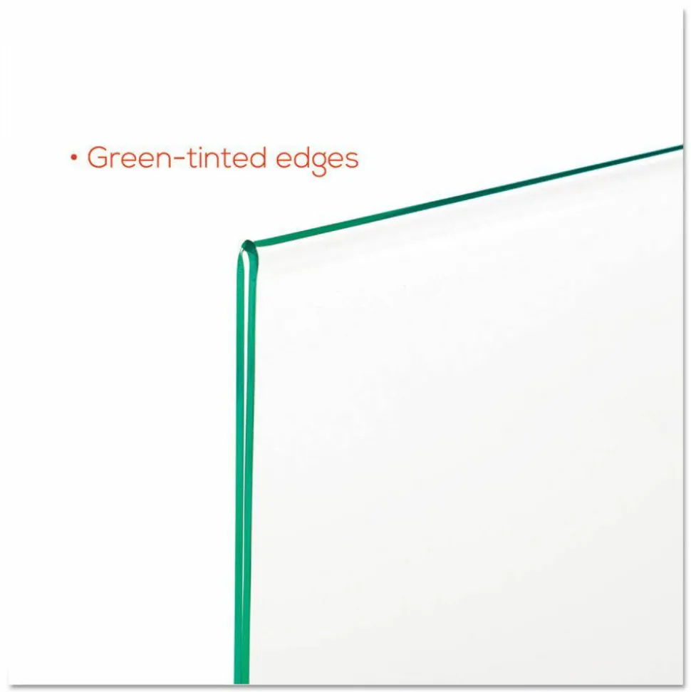 deflecto Superior Image Green Edge Sign Holder, 11"W x 8.5"H, Side-loading, Bottom Loading, Clear