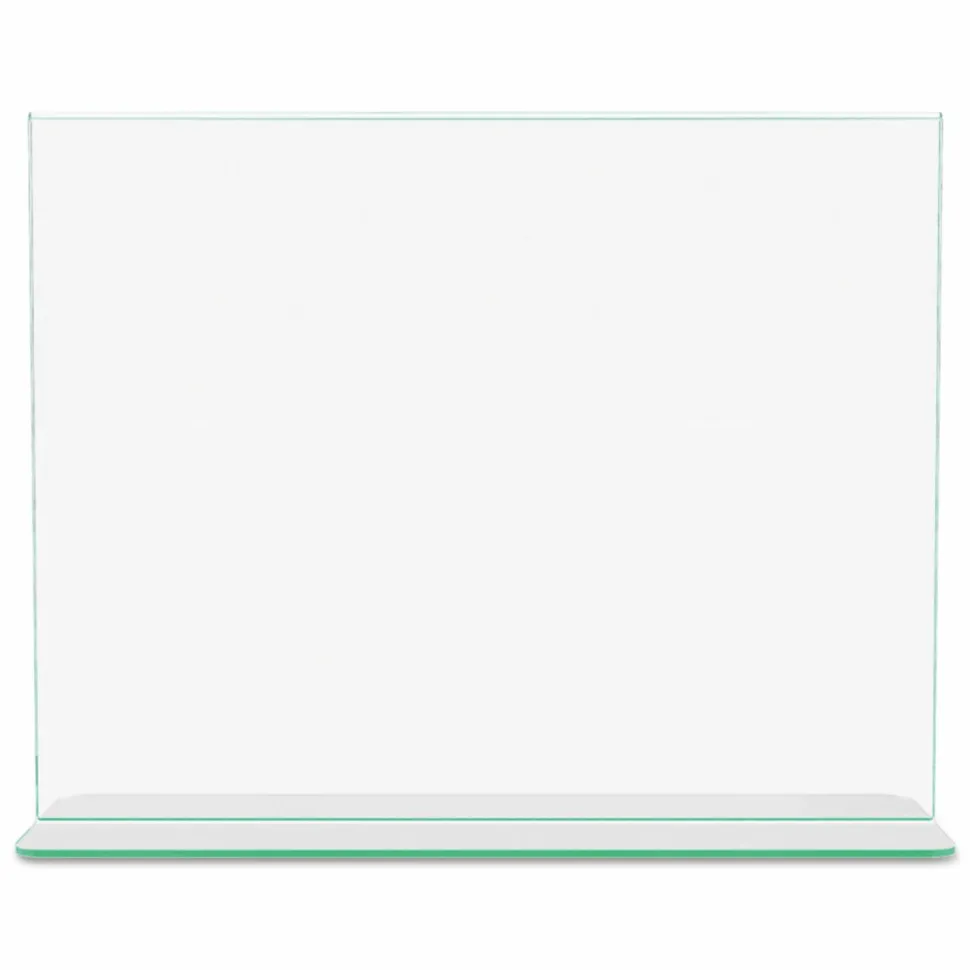 deflecto Superior Image Green Edge Sign Holder, 11"W x 8.5"H, Side-loading, Bottom Loading, Clear
