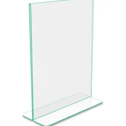 deflecto Superior Image Green Edge Sign Holder, 8.5"W x 11"H, Side-loading, Bottom Loading, Clear