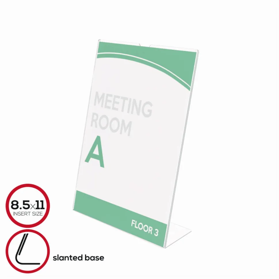 Deflecto Superior Image Slanted Sign Holder, 8 1/2" x 11", Clear
