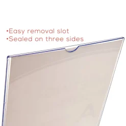 Deflecto Superior Image Slanted Sign Holder With Business Card Holder, 11 1/4"H x 9"W x 4 1/2"D, Clear