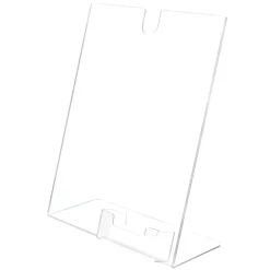 Deflecto Superior Image Slanted Sign Holder With Business Card Holder, 11 1/4