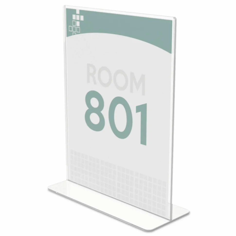 deflecto Superior Image Stand-Up Sign Holder - Plastic - 1 Each - Clear