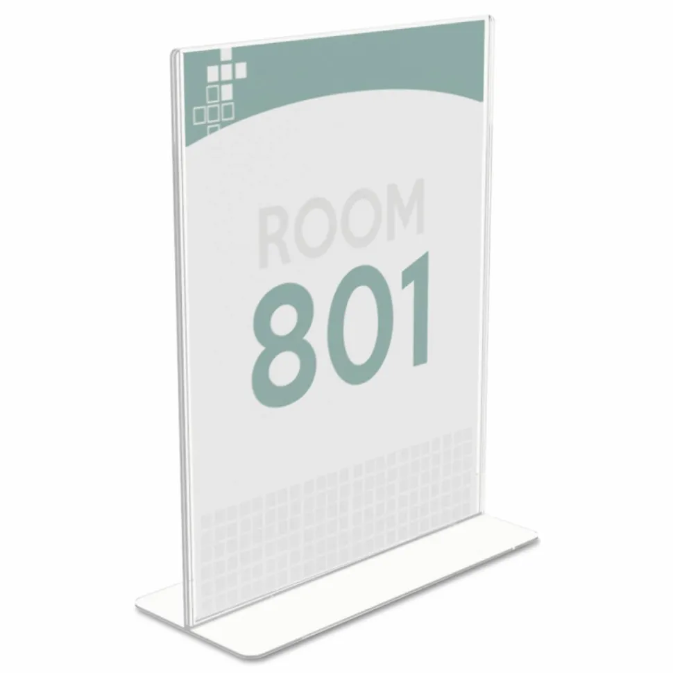 deflecto Superior Image Stand-Up Sign Holder - Plastic - 1 Each - Clear