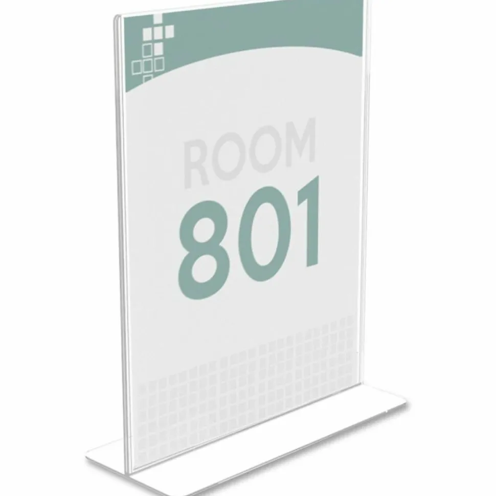 deflecto Superior Image Stand-Up Sign Holder - Plastic - 1 Each - Clear