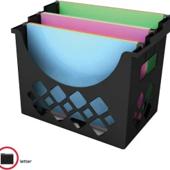 Deflecto Sustainable Office Desktop Hanging File Holder, 9.6"H x 13.3"W x 8.5"D, Desktop, Recycled, Black, 1Each