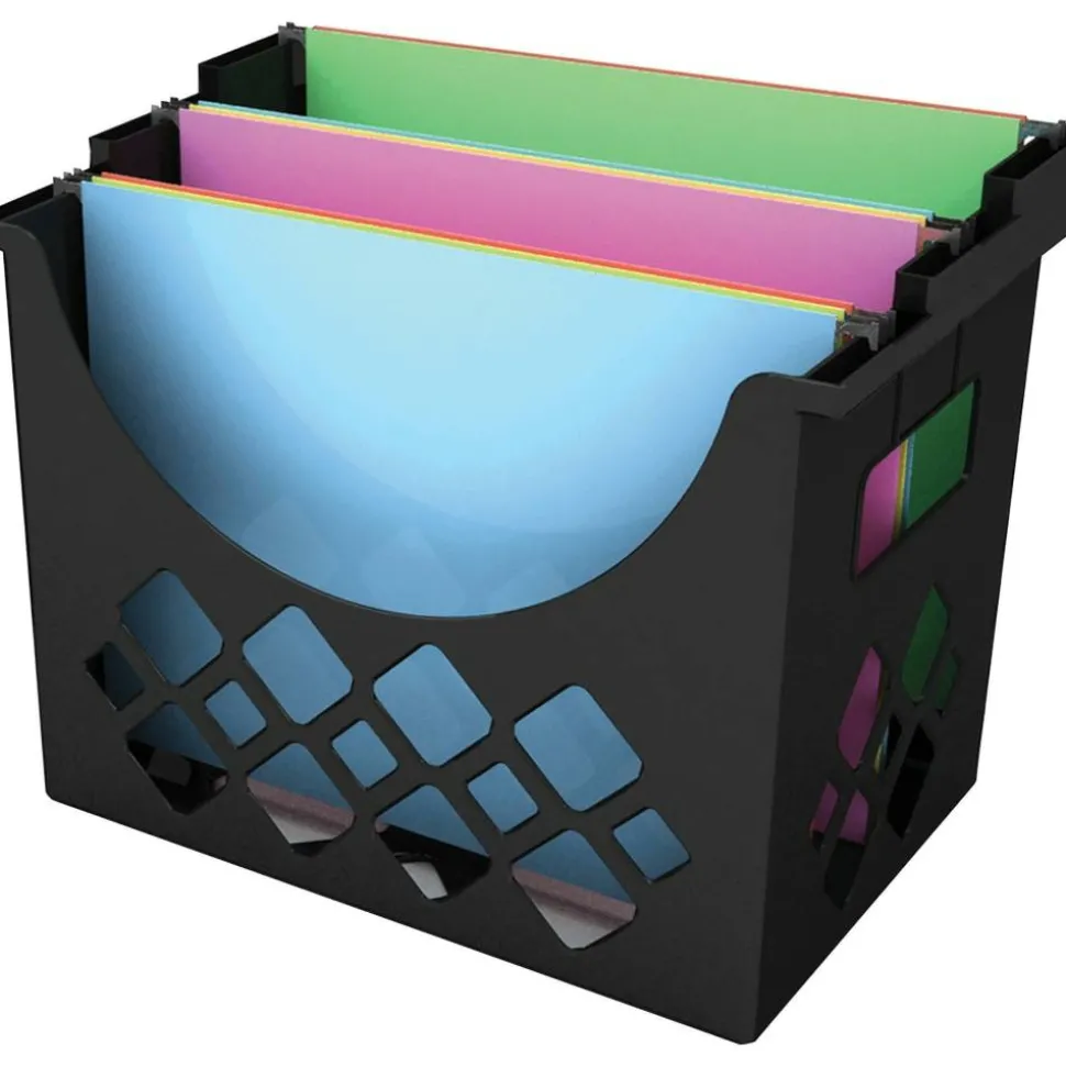 Deflecto Sustainable Office Desktop Hanging File Holder, 9.6"H x 13.3"W x 8.5"D, Desktop, Recycled, Black, 1Each