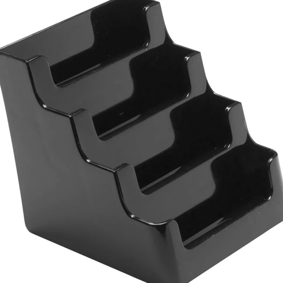 Deflecto 4-Tier Business Card Holder, 3.5" x 3.9" x 4.1", Black
