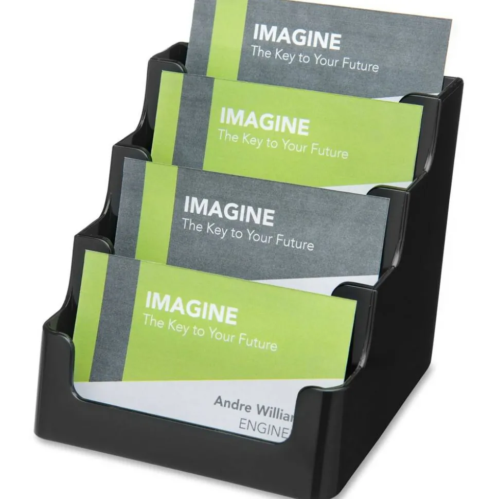 Deflecto 4-Tier Business Card Holder, 3.5" x 3.9" x 4.1", Black