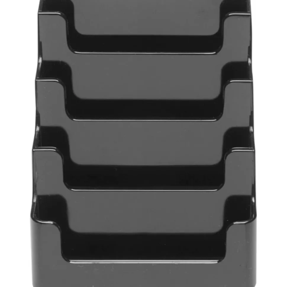 Deflecto 4-Tier Business Card Holder, 3.5" x 3.9" x 4.1", Black