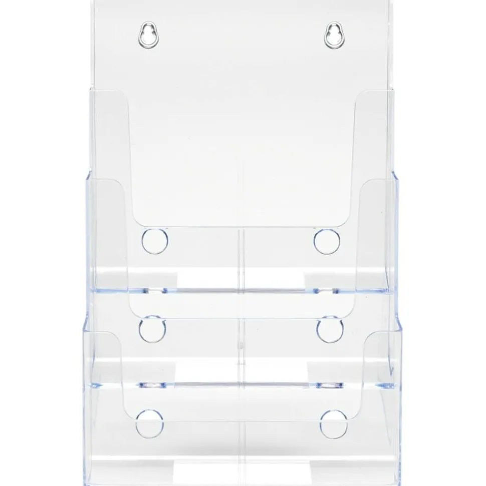 Deflecto 3-Tier Magazine Literature Holder, 12 5/8"H x 9 1/2"W x 6 1/4"D, Clear