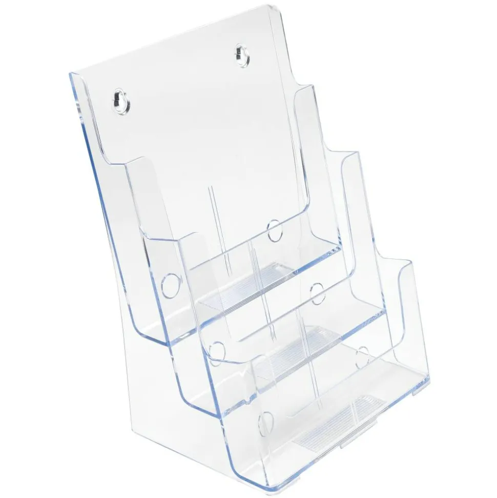 Deflecto 3-Tier Magazine Literature Holder, 12 5/8"H x 9 1/2"W x 6 1/4"D, Clear