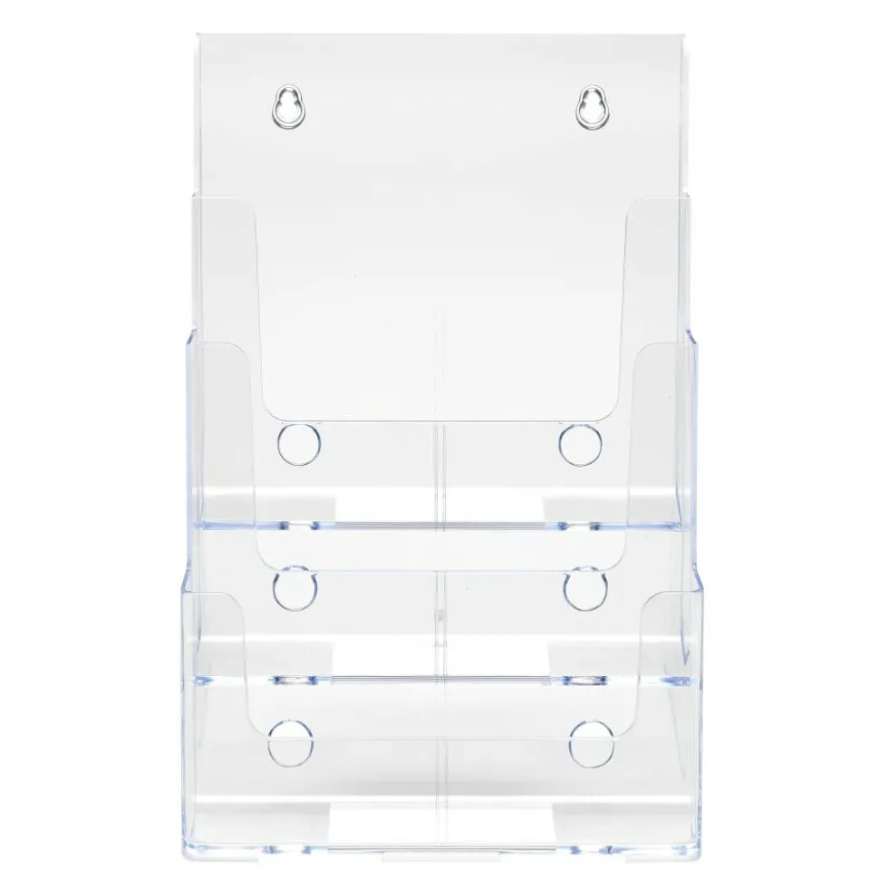 Deflecto 3-Tier Magazine Literature Holder, 12 5/8"H x 9 1/2"W x 6 1/4"D, Clear