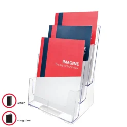 Deflecto 3-Tier Magazine Literature Holder, 12 5/8