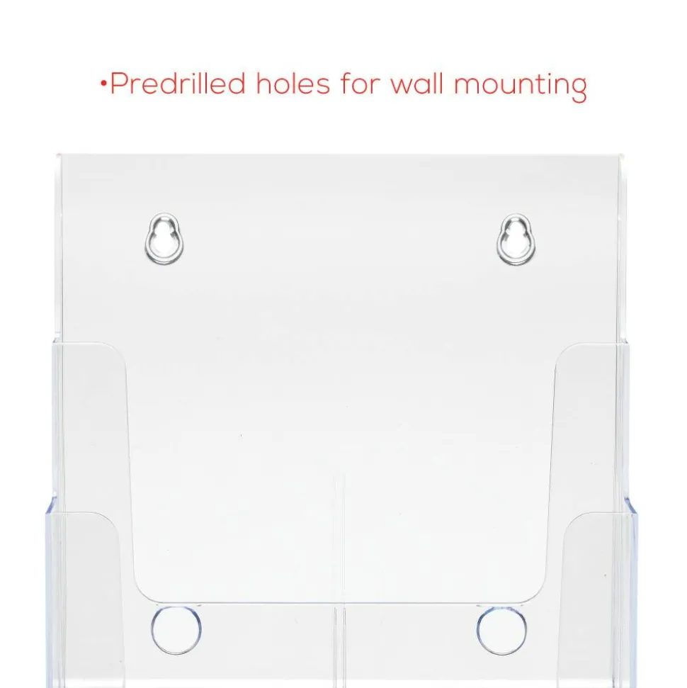 Deflecto 3-Tier Magazine Literature Holder, 12 5/8"H x 9 1/2"W x 6 1/4"D, Clear