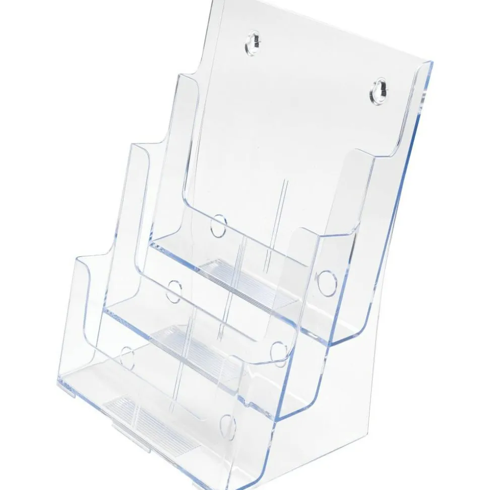 Deflecto 3-Tier Magazine Literature Holder, 12 5/8"H x 9 1/2"W x 6 1/4"D, Clear