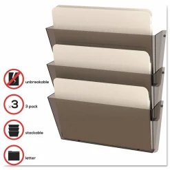 deflecto Unbreakable DocuPocket Wall File, 3 Sections, Letter Size, 14.5