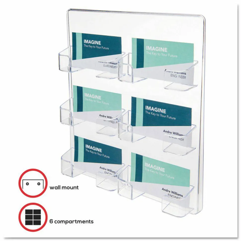 Deflecto Wall Mount Acrylic Business Card Holder, Clear