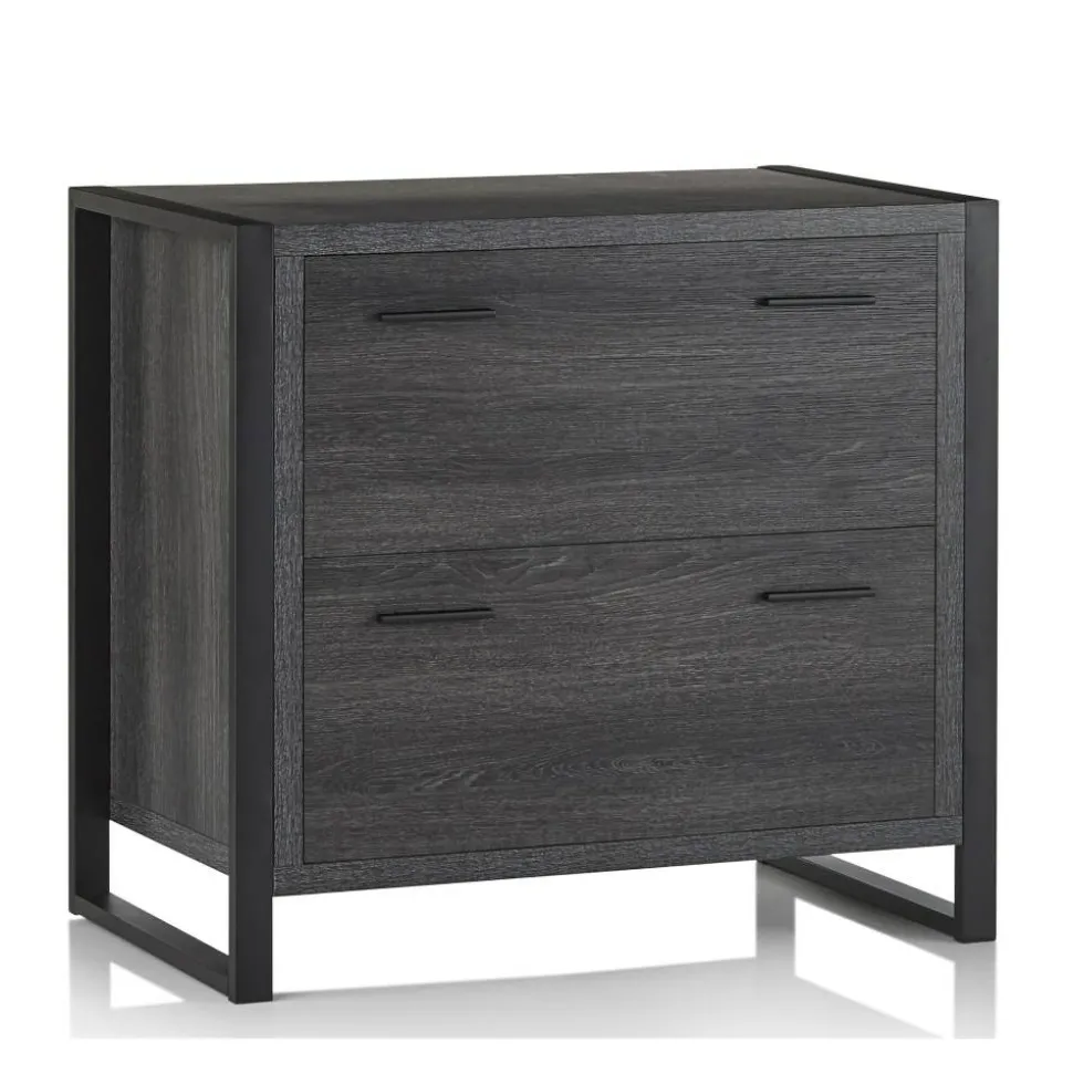 DeJori 32-3/4"W x 19-9/16"D Lateral 2-Drawer File Cabinet, Charcoal
