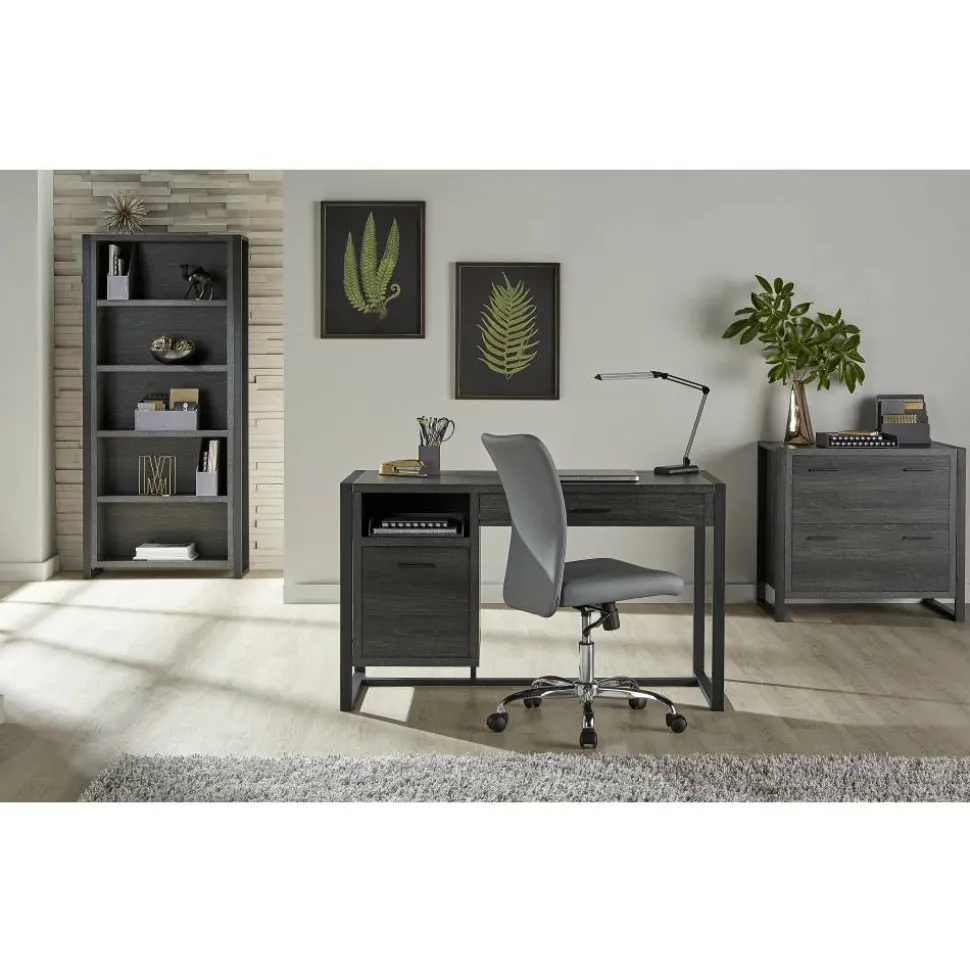 DeJori 32-3/4"W x 19-9/16"D Lateral 2-Drawer File Cabinet, Charcoal