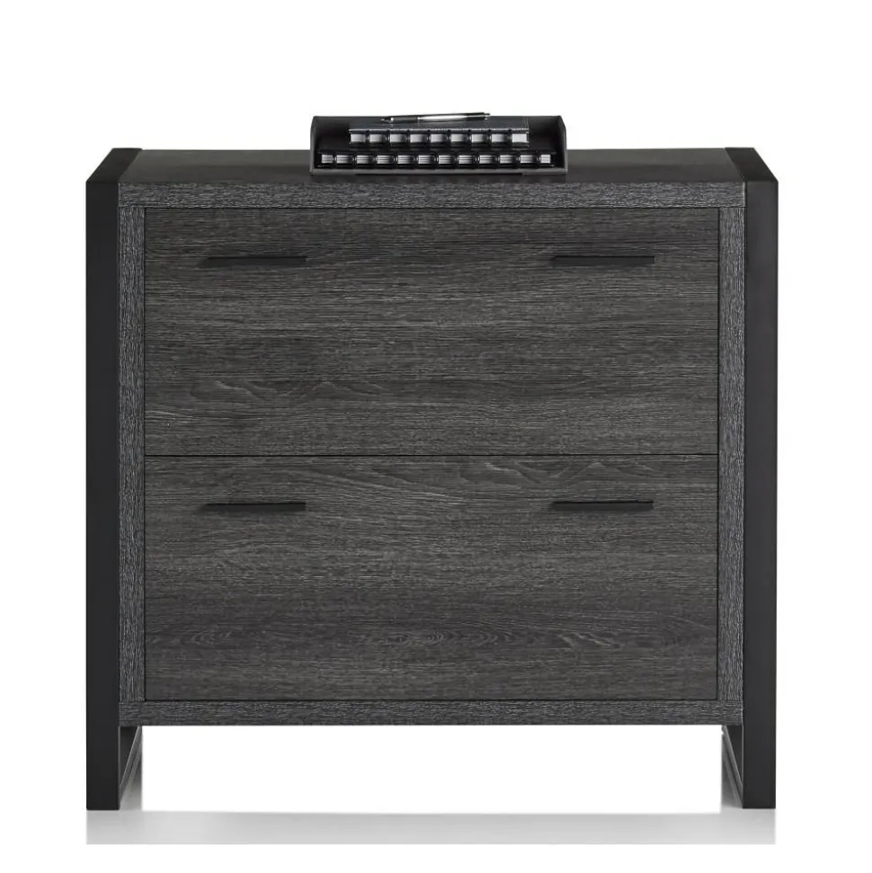DeJori 32-3/4"W x 19-9/16"D Lateral 2-Drawer File Cabinet, Charcoal