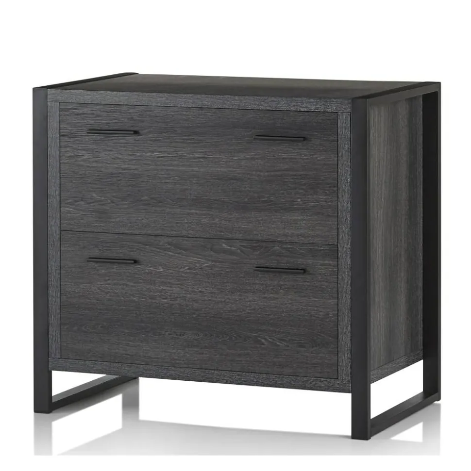 DeJori 32-3/4"W x 19-9/16"D Lateral 2-Drawer File Cabinet, Charcoal