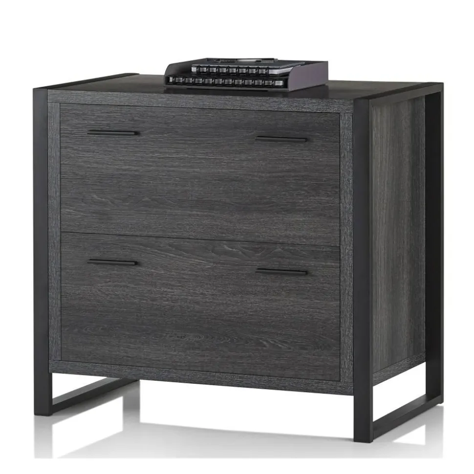DeJori 32-3/4"W x 19-9/16"D Lateral 2-Drawer File Cabinet, Charcoal