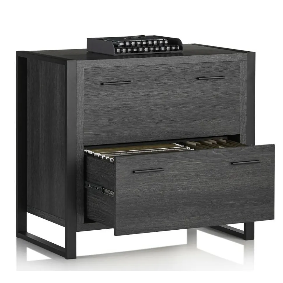 DeJori 32-3/4"W x 19-9/16"D Lateral 2-Drawer File Cabinet, Charcoal
