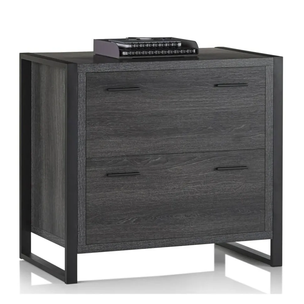 DeJori 32-3/4"W x 19-9/16"D Lateral 2-Drawer File Cabinet, Charcoal