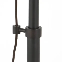 Descartes Wide Brim/Pulley System Floor Lamp with Metal Shade in Blackened Bronze/Blackened Bronze