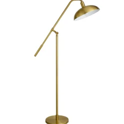 Devon Boom Arm Floor Lamp with Metal Shade in Brass/Brass