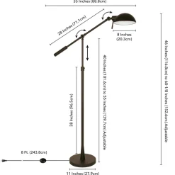 Dexter Height Adjustable/Tilting Floor Lamp with Metal Shade in Blackened Bronze/Blackened Bronze