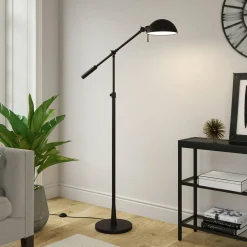 Dexter Height Adjustable/Tilting Floor Lamp with Metal Shade in Blackened Bronze/Blackened Bronze