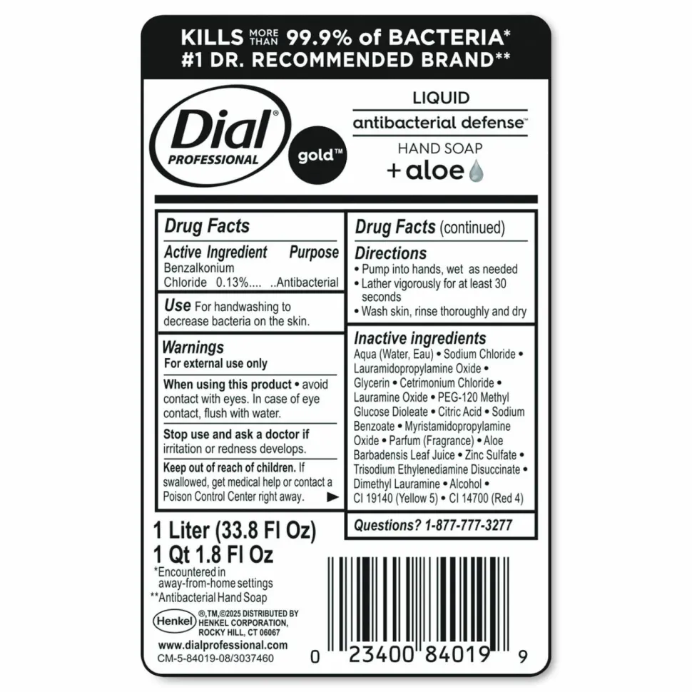 Dial Original Gold Antimicrobial Soap Refill - 33.8 fl oz (1000 mL) - Kill Germs - Skin, Hand - Orange - 8 / Carton