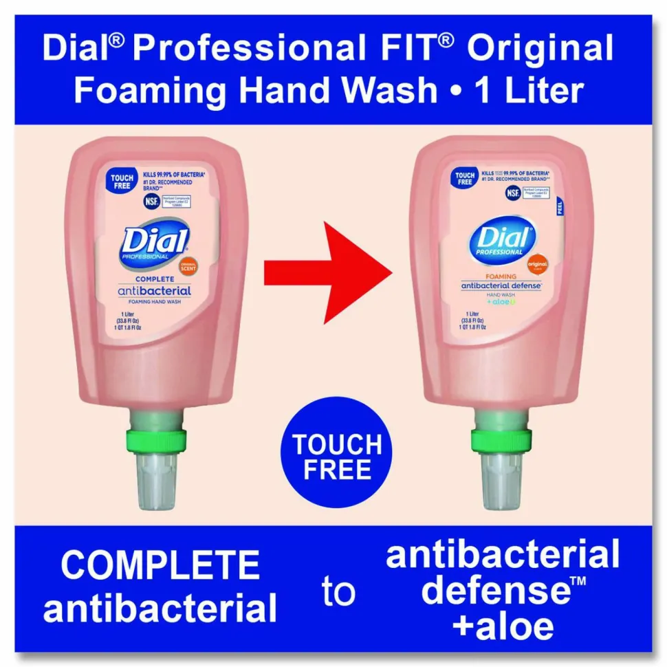 Dial Professional Antibacterial Defense Foaming Hand Wash Refill for FIT Touch Free Dispenser, Original Scent, 1 L, 3/Carton