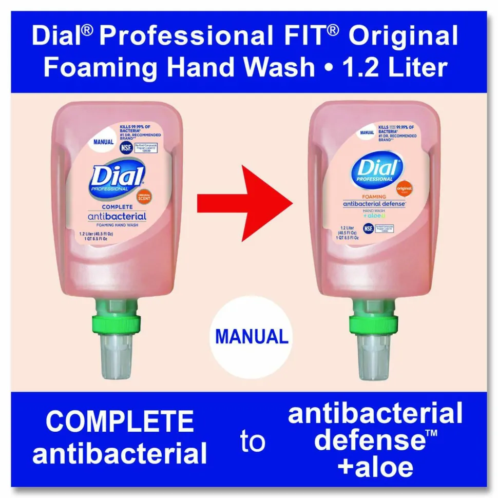 Dial Professional Antibacterial Defense Foaming Hand Wash Refill for FIT Manual Dispenser, Original Scent, 1.2 L, 3/Carton
