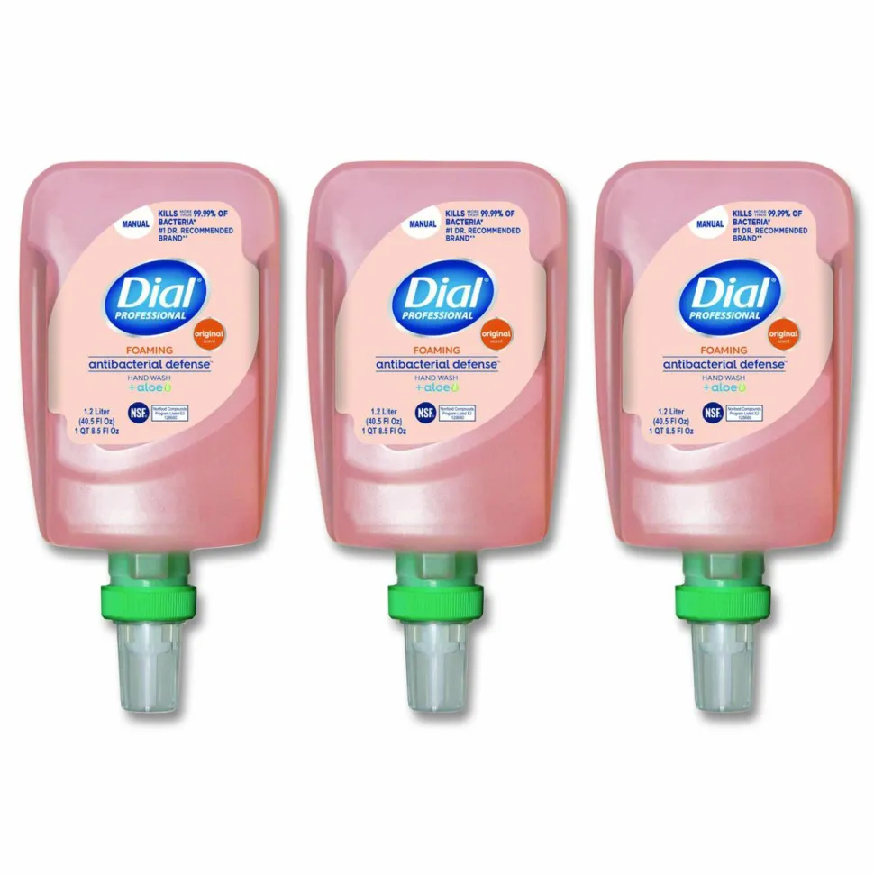 Dial Professional Antibacterial Defense Foaming Hand Wash Refill for FIT Manual Dispenser, Original Scent, 1.2 L, 3/Carton