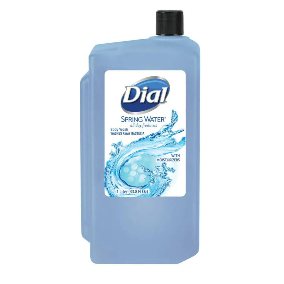 Dial Professional Body Wash Refill for 1 L Liquid Dispenser, Spring Water Scent, 1 L, 8/Carton