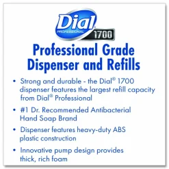 Dial Professional Dial 1700 Manual Dispenser, 1.7 L, 7.07 x 3.95 x 12.66, Pearl, 3/Carton