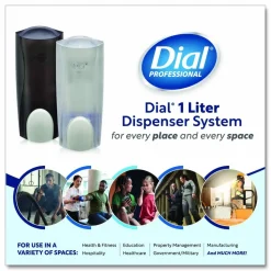 Dial Professional 1 Liter Manual Liquid Dispenser, 1 L, 5.1 x 4 x 12.3, Translucent Smoke, 6/Carton