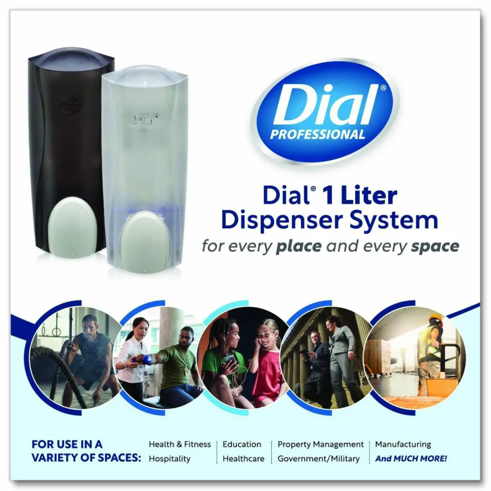 Dial Professional 1 Liter Manual Liquid Dispenser, 1 L, 5.1 x 4 x 12.3, Translucent Smoke, 6/Carton