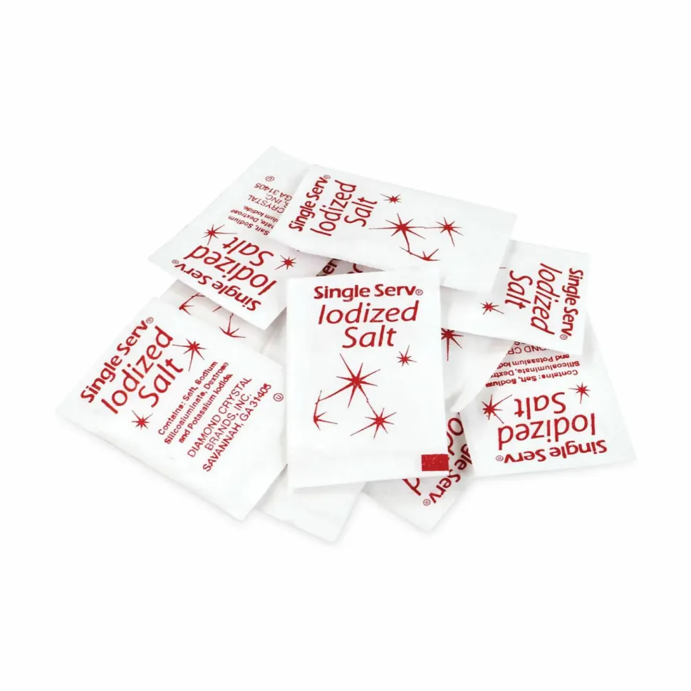 Diamond Crystal Iodized Salt Packet, 0.6 g Packet, 3,000/Carton